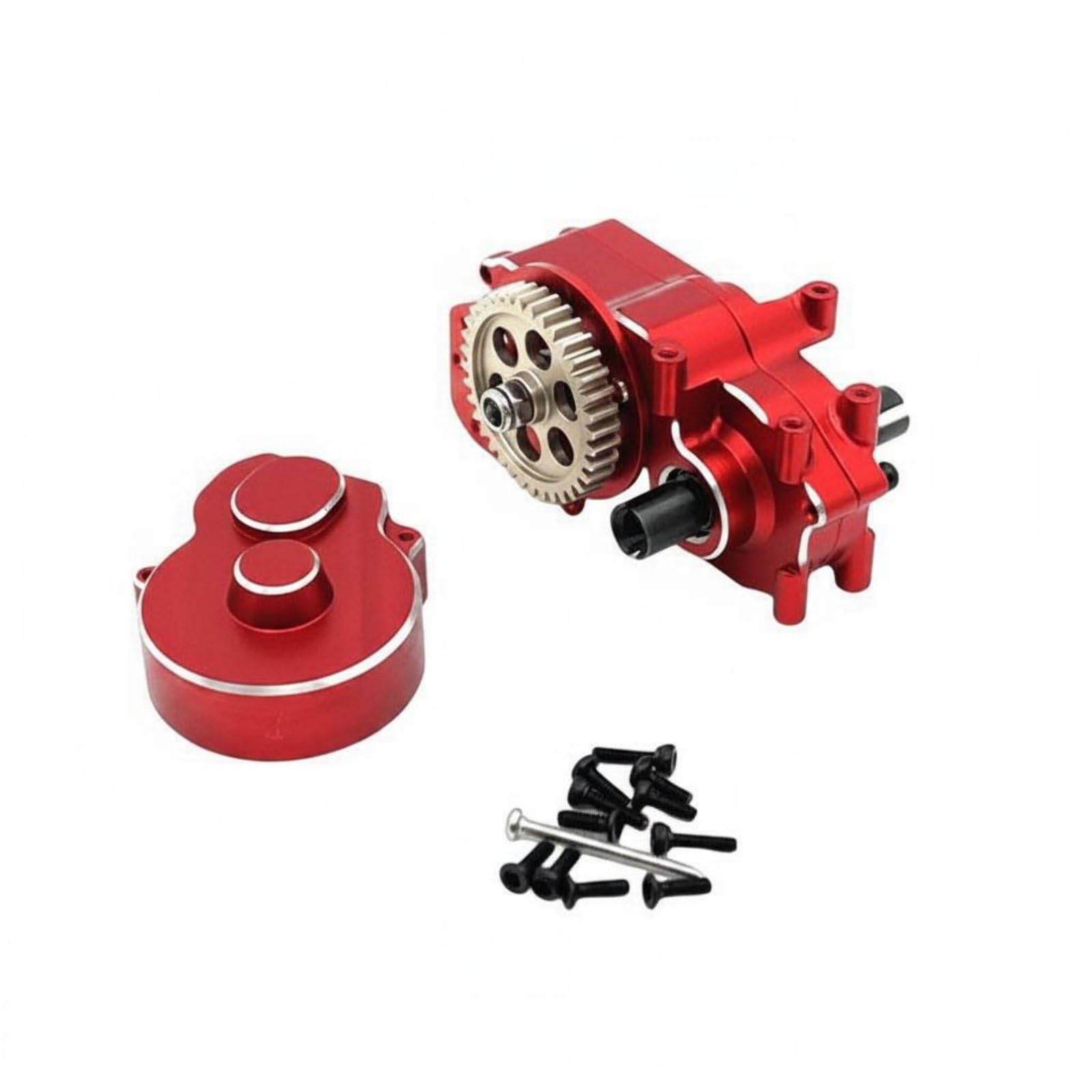 harayaa Miniatur Fahrzeuggetriebe RC Auto Getriebe Hinteres Differenzial Getriebekasten Metallgehäuse Aluminiumlegierung Passend für 244016 1/24 für Gelände Rennstrecke Hobbywerkstatt, Rot