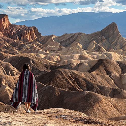 Handcrafted Large Mexican Blankets, Artisanal Handwoven Serape Blanket, Authentic Falsa Blanket, Beach Blanket, Camping Blanket, Picnic Blanket, Outdoor Blanket, Boho Throw Blankets, Cherry #TOP7