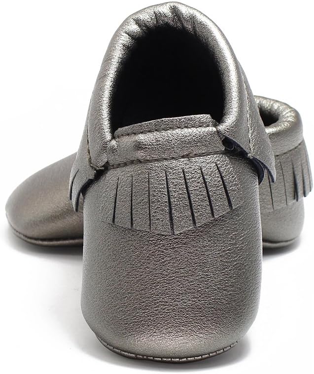 Unisex Baby Soft Sole Tassels Crib Shoes Moccasins Loafers 12-18 Months Toddler B/Dark Grey