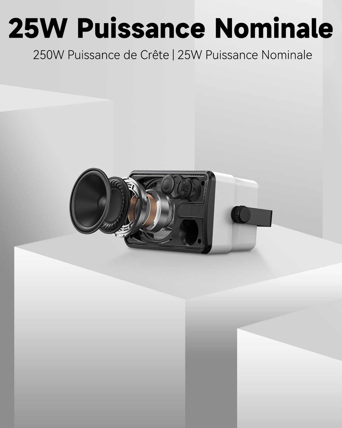 250W Haut-parleurs Bluetooth Extérieurs, Synchronisation sans Fil Entre Haut-parleurs, Montage Murale pour Terrasse, Véranda, Gazebo, Garage, Pack de 2 (MZ-632)
