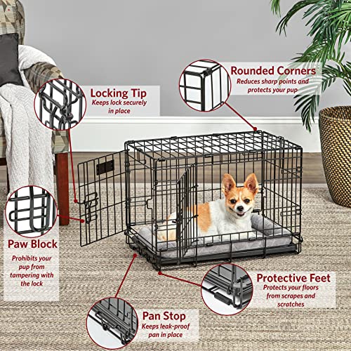 Dog Crate | Midwest Life Stages Xs Double Door Folding Metal Dog Crate | Divider Panel, Floor Protecting Feet, Leak-Proof Dog Pan | 22.5L X 14W X 16H Inches, Xs Dog Breed #TOP2