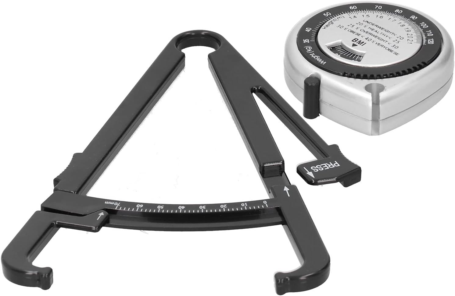 Dioche Body Fat Caliper, Body Fat Caliper & BMI Measuring Tape - Easy to Use & Precise Measurement Tools - Slimming Guide for | Safe and Durable Design | Compact