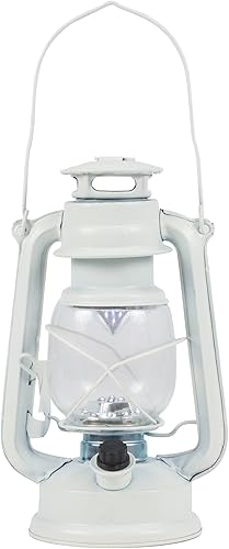 Alpine Corporation Linterna de huracán blanca para interiores y exteriores con luces LED blancas frías