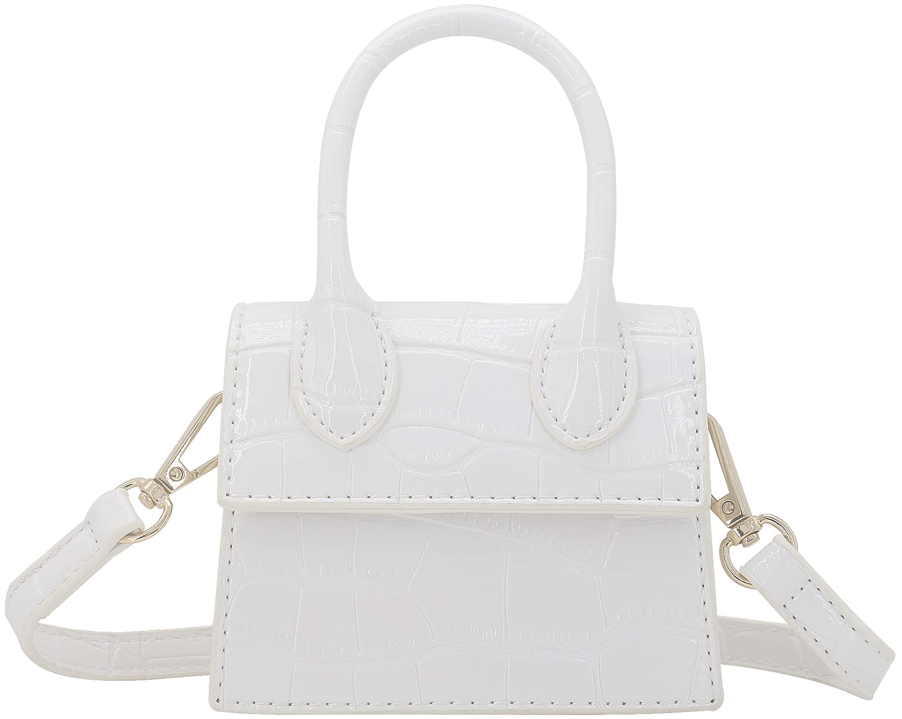Nodeber Mini Crossbody Bag for Women Girls Synthetic Leather Flap Purse Styling Top-Handle Clutch Handbag Size: S