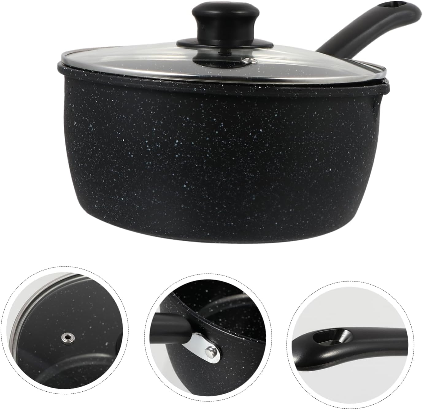 Nonstick Milk Cooking Pot with Lid Versatile 1.5L Noodle Saucepan for Induction and Gas Stoves Sturdy Stoneware Kitchen Pan