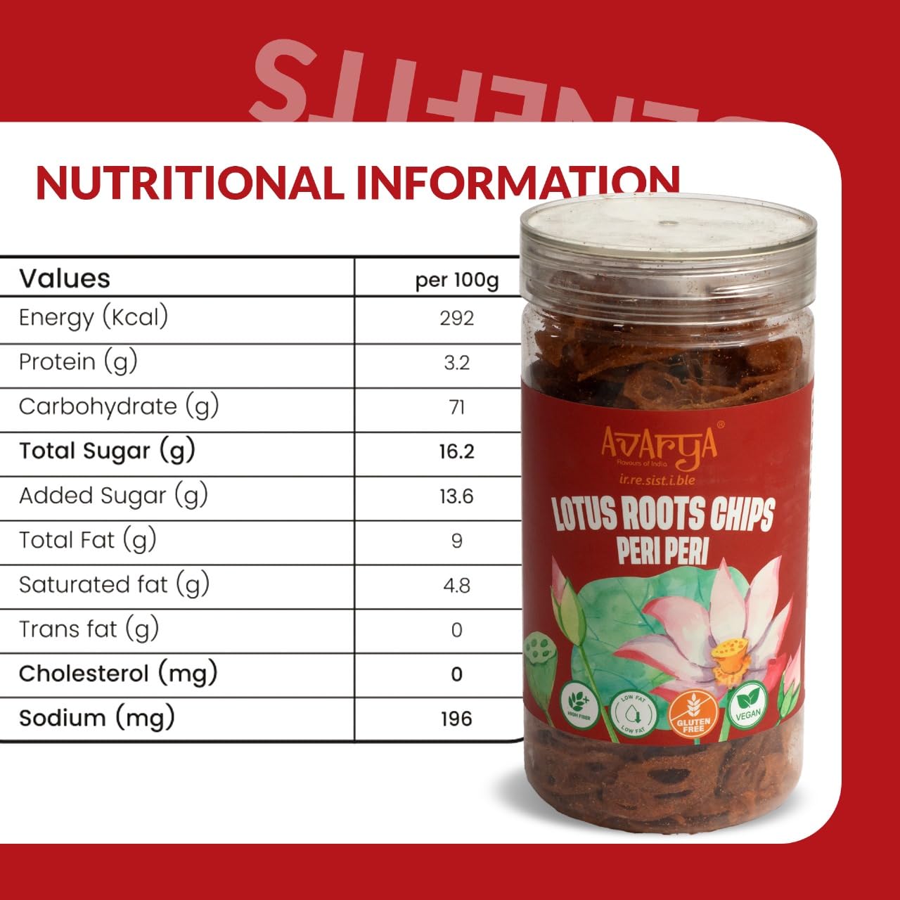 Avarya Lotus Root Chips 100 Gms | Crispy Lotus Stem Chips -Peri Peri Flavour | Low in Oil | Health Savoury Snack | Vegan Snack | Pack of 1 4