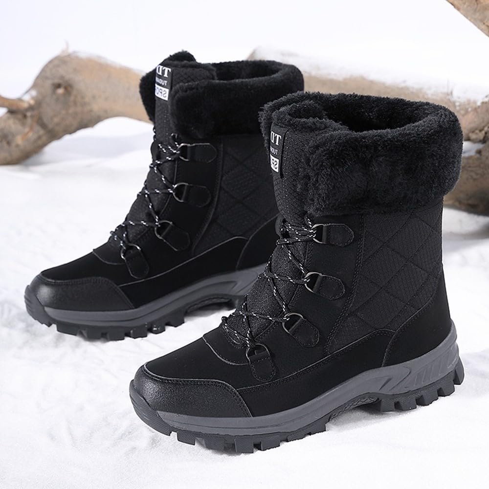 Botas de nieve para mujer con forro de piel botas de invierno impermeables botas de senderismo antideslizantes a media pantorrilla Zapatos Outdoor ligeras al aire libre