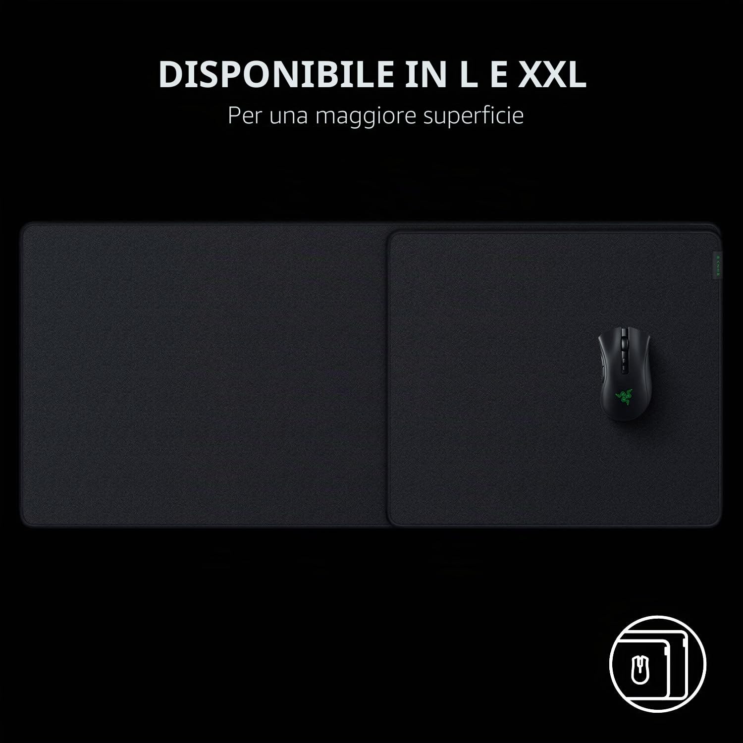 Razer Strider - Tappetino per mouse ibrido con base morbida e scorrimento liscio, superficie scorrevole stabile, base antiscivolo, arrotolabile, bordi cuciti anti-sfilacciamento, impermeabile, XXL