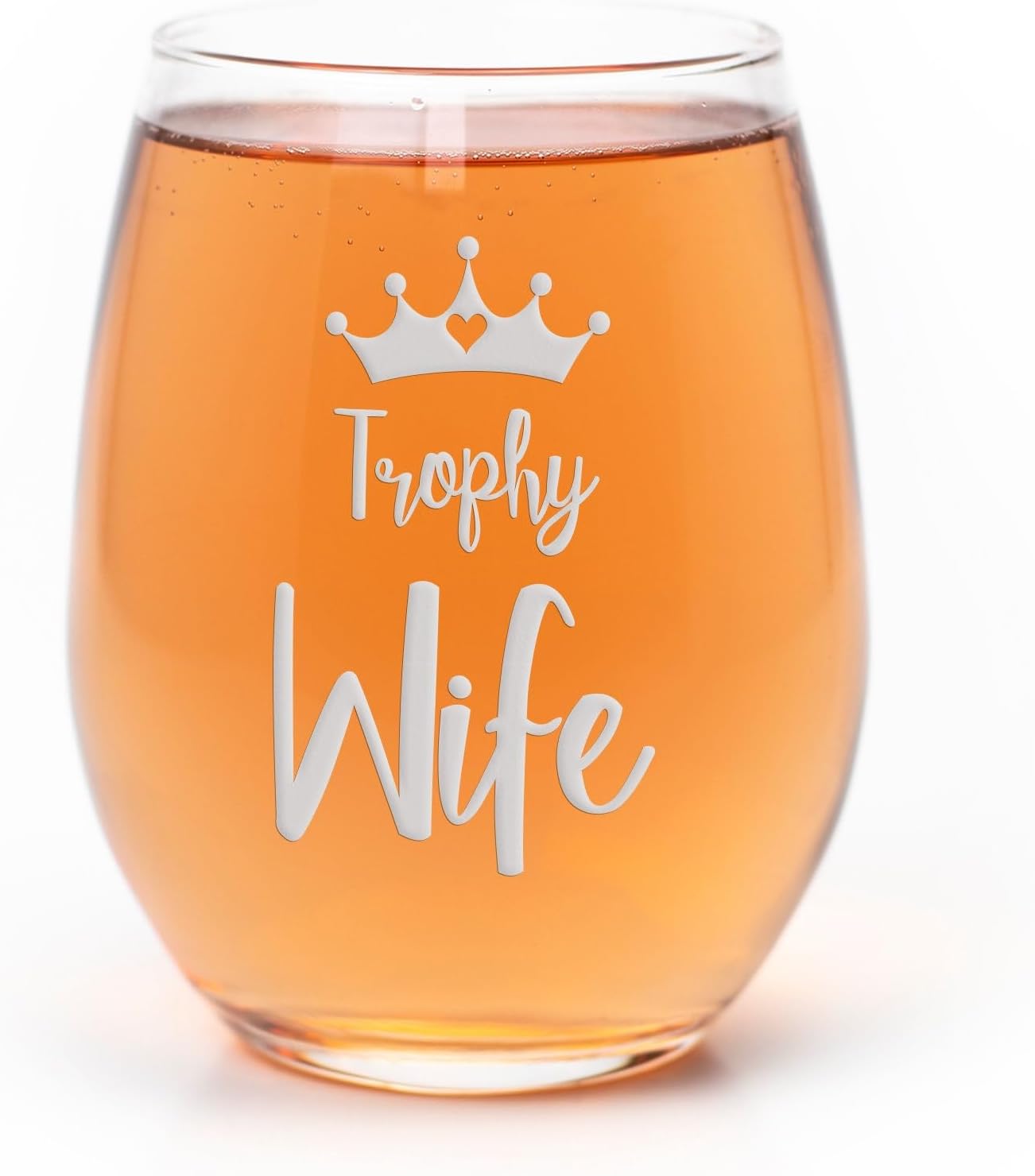 Trophy Wife Stemless Wine Glass - Perfect Gift for Wife Birthday Gift Ideas for Wife - 2 Glasses
