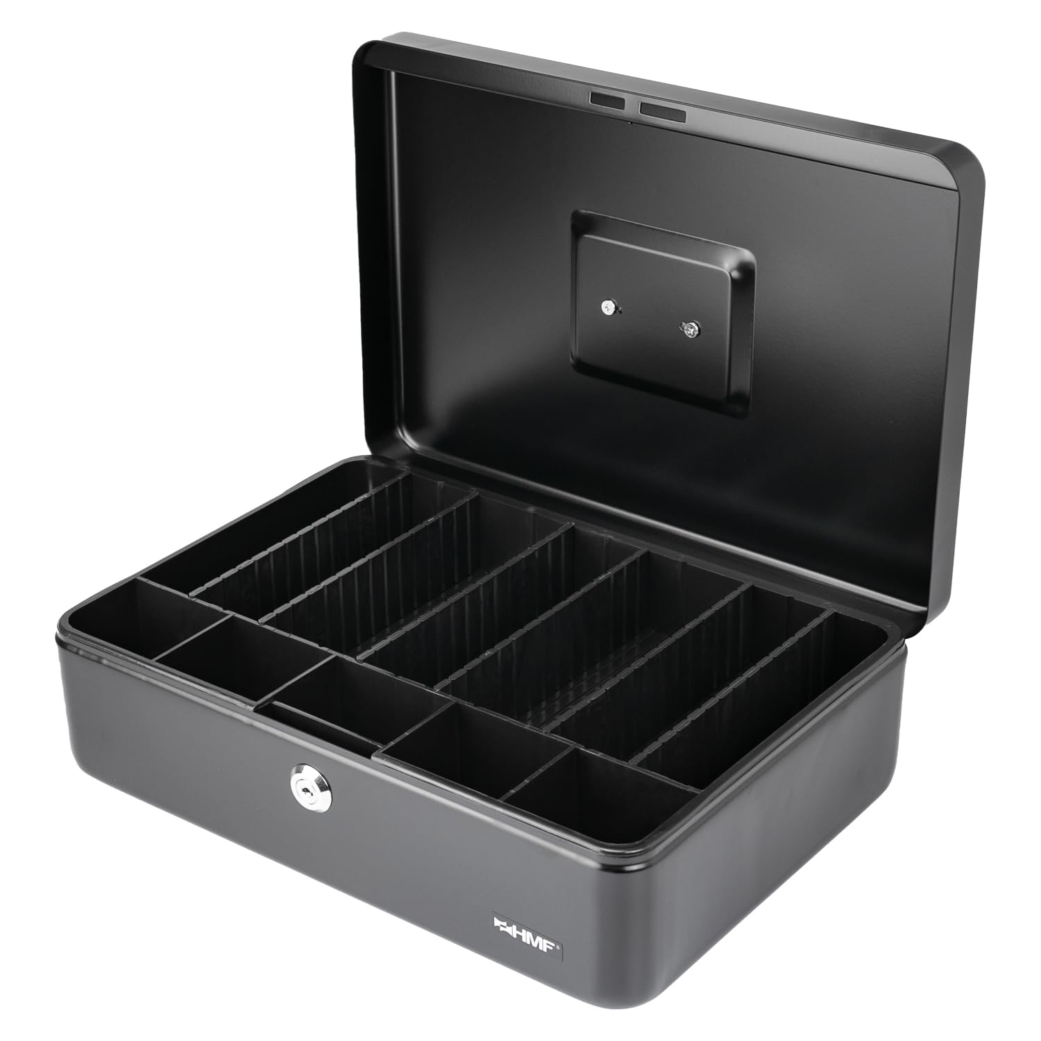 HMF 22036-02 - Cassetta portavalori, 6 pareti di suddivisione per scomparti individuali, 36 x 25 x 11 0 cm, Nero