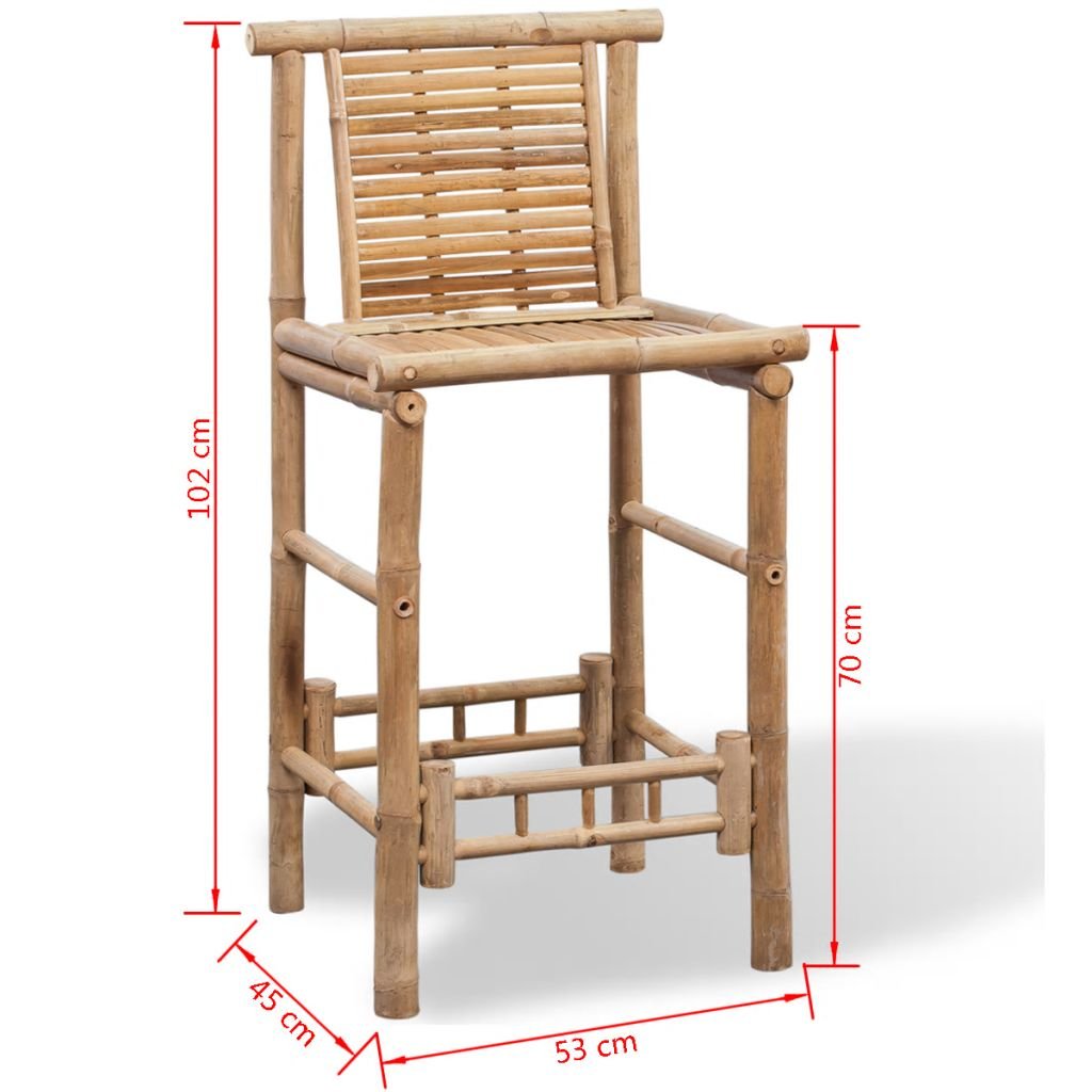 Homgoday Taburetes de bar de madera de bambú, 2 unidades, silla de oficina, silla de oficina, silla de escritorio para salón o dormitorio