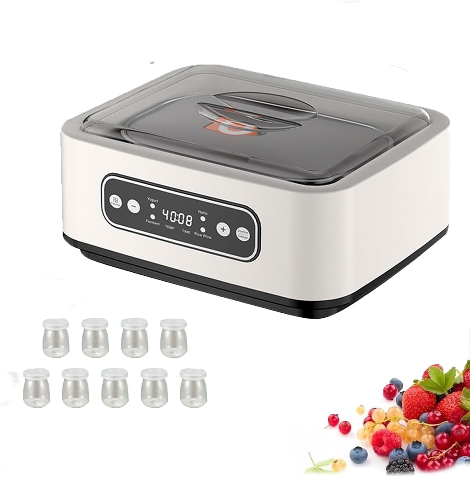 Large Capacity Ultimate Yogurt Maker Machine, Adjustable Constant Temperature Yogurt Maker With Led Display And Timing Control For Home Organic Yogurt, Cheese, Fruit Wine (Square)