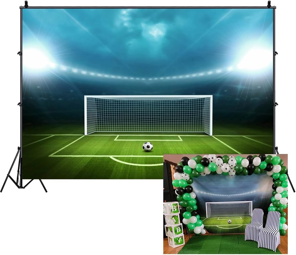 AOFOTO 7x5ft Soccer Field Background Football Pitch Goal Post Ball Game ...