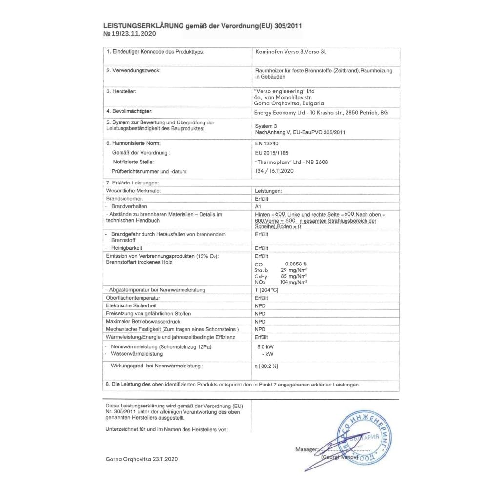 Holzofen VERSO 3 – 5 kW Kaminofen freistehend mit Sichtfenster, EEK A+, BImSchV Stufe 2, EcoDesign 2022, Moderner Holz Kamin Ofen