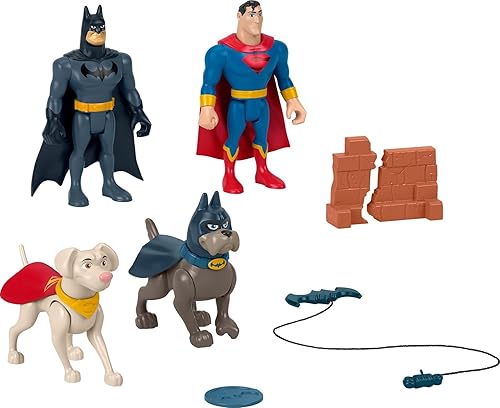 Fisher-Price DC League of Super-Pets - Juego de juguetes preescolares de superhéroes y acción para mascotas, Batman Superman Krypto y Ace para niños