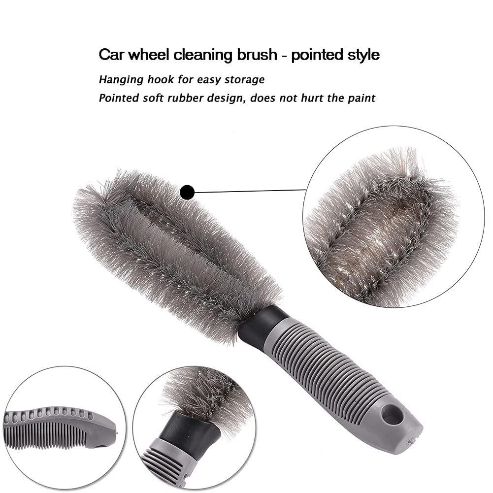 YeewayVeh Kit 8 Spazzole Per Pulizia Auto - Set Completo Per Ruote, Cerchi, Pneumatici E Dettagli Con Spazzole Pieghevoli E Panno In Microfibra - 4