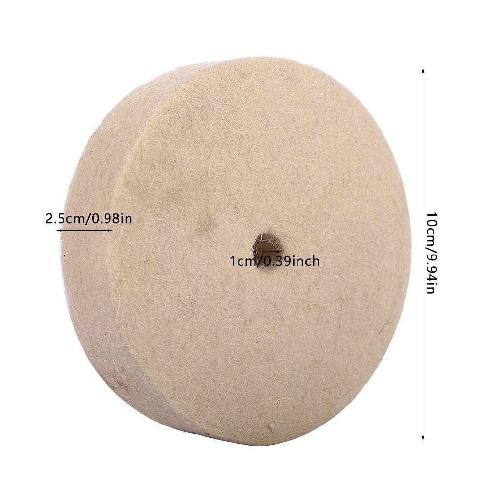 4 disques de polissage ronds en feutre doux - Beige - 100 x 25 mm