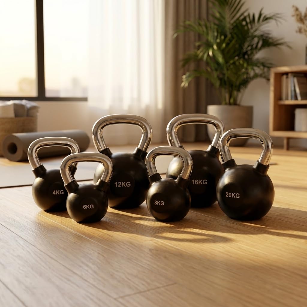 Black Snake Kettlebell Set Chrom – gummierte Kugelhantel mit Chromgriff