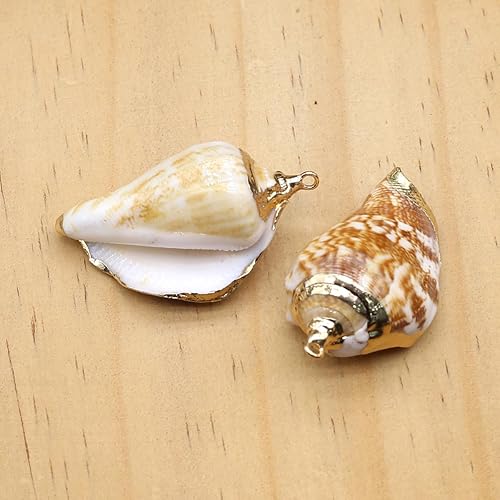 Miniatura 6 de 20 colgantes de concha natural, colgantes de conchas en espiral, conchas de playa, caurie, conchas marinas, dijes de joyería de océano para playa,