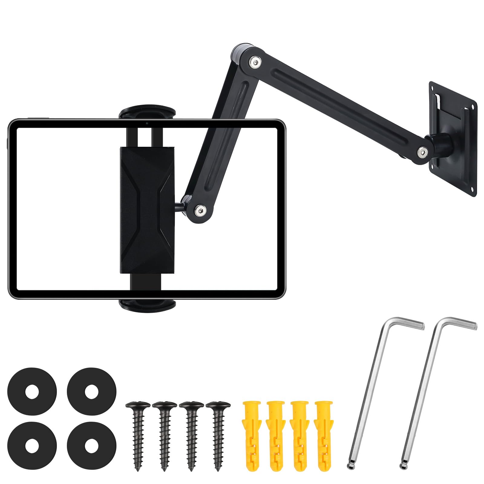 Porta Tablet da Letto in Alluminio, Supporto 360° Girevole per iPad 4.7-13 Pollici, a Muro