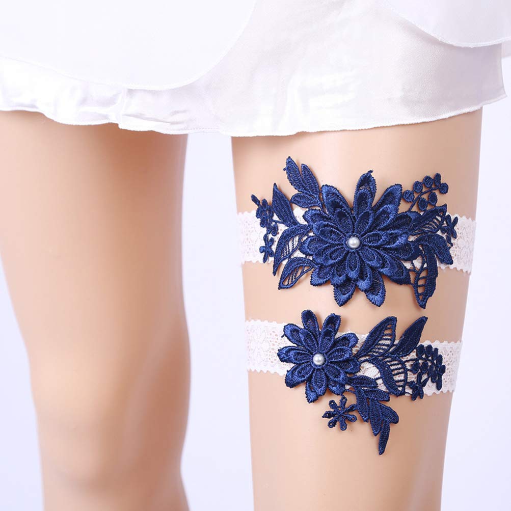 ACiyD Ceinture 1 Paire Mariage Tissu jarretière Fleur Perle Jambe Anneau Ceinture mariée Robe Accessoires