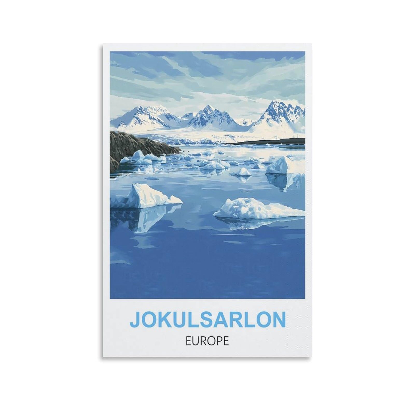 EZMLFA Diamond Art Kits Adults,Jokulsarlon Europe,5D Dimond Picture, Crystal Gem Art Crafts for Boys Girls, DIY Mosaic Creations Set for Home Decor 40x50cm