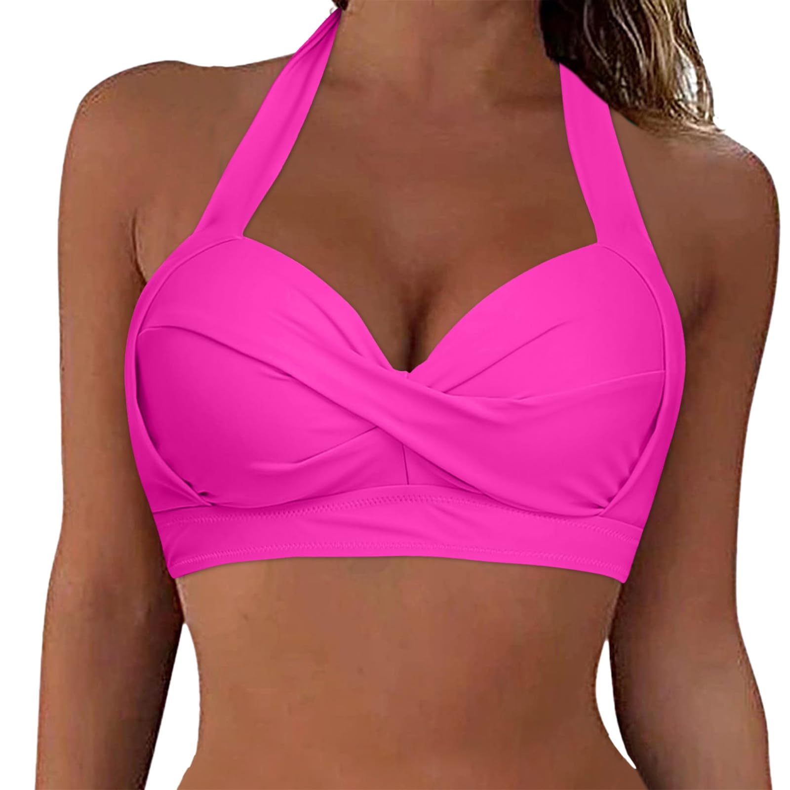Generic Bikinis Piedras Cordones para Mujer, Tops con Aros, Bikini de, Top Push Up, Top Corto para Nadar, Traje de baño con en la Espalda, Tops Bikini Meses