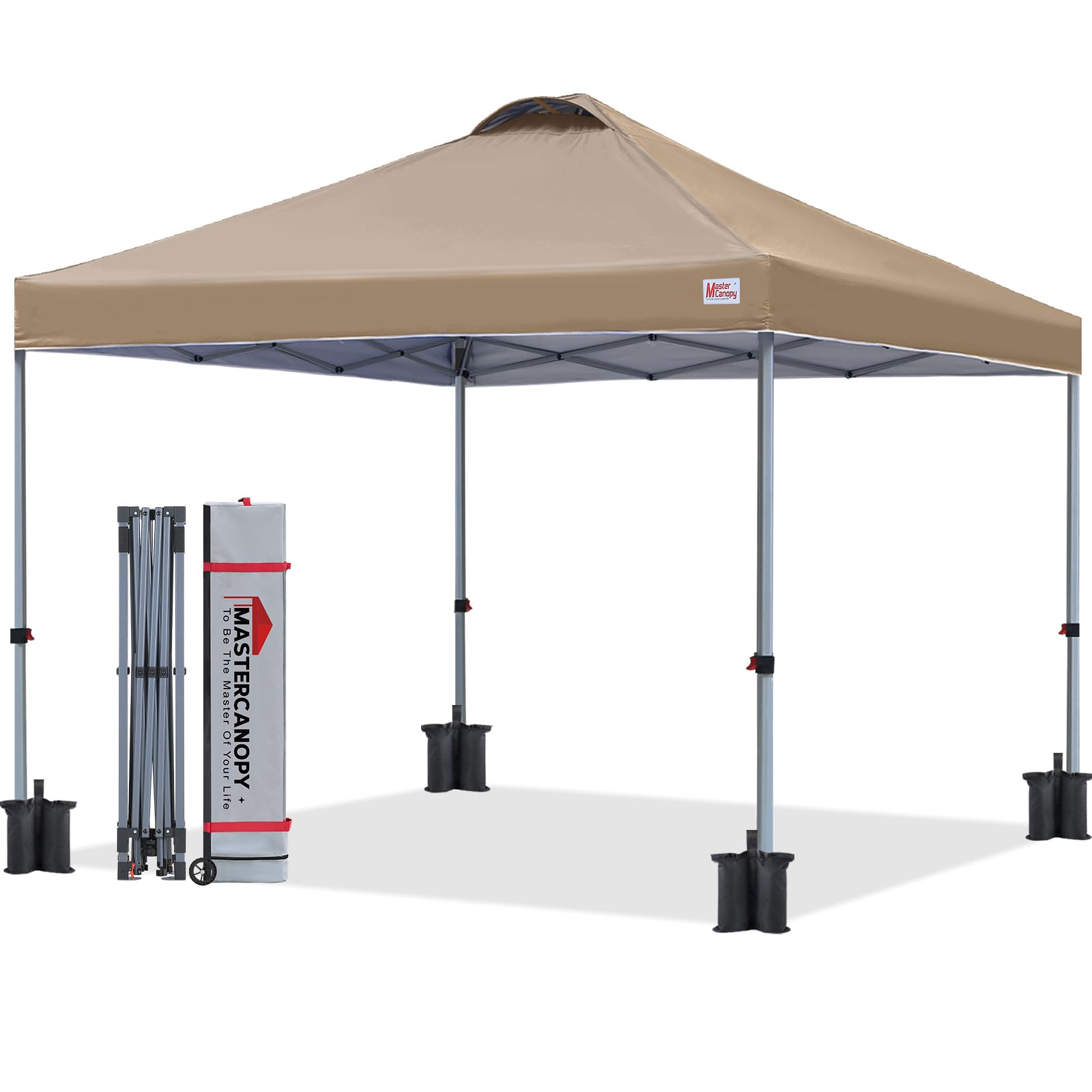 MASTERCANOPY ワンタッチ タープテント 2mx2m センターロック式 高強度スチール (カーキ)