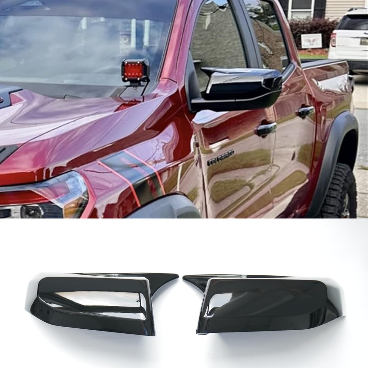 ZiWen Sport Carbon Fiber Gloss Black Door Rearview Mirror Cover Trims for Chevy Colorado GMC Canyon 2023 2024 2025 2026 (Carbon Fiber Print OX Horn)