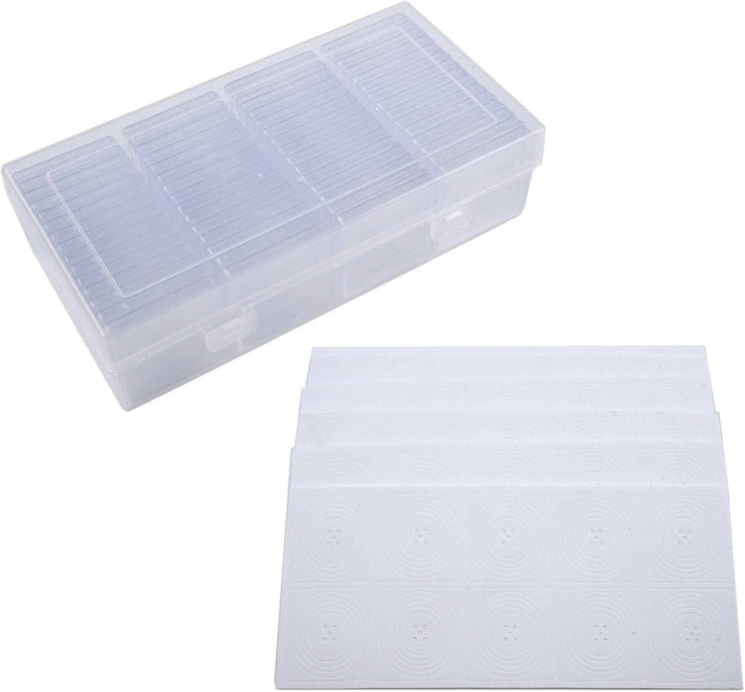 Square Coin Storage Box with Adjustable Foam Liner for 20mm–40mm, Transparent PC Plastic Collector Organizer Case, 60-Piece Capsule & Spacer Set(white)