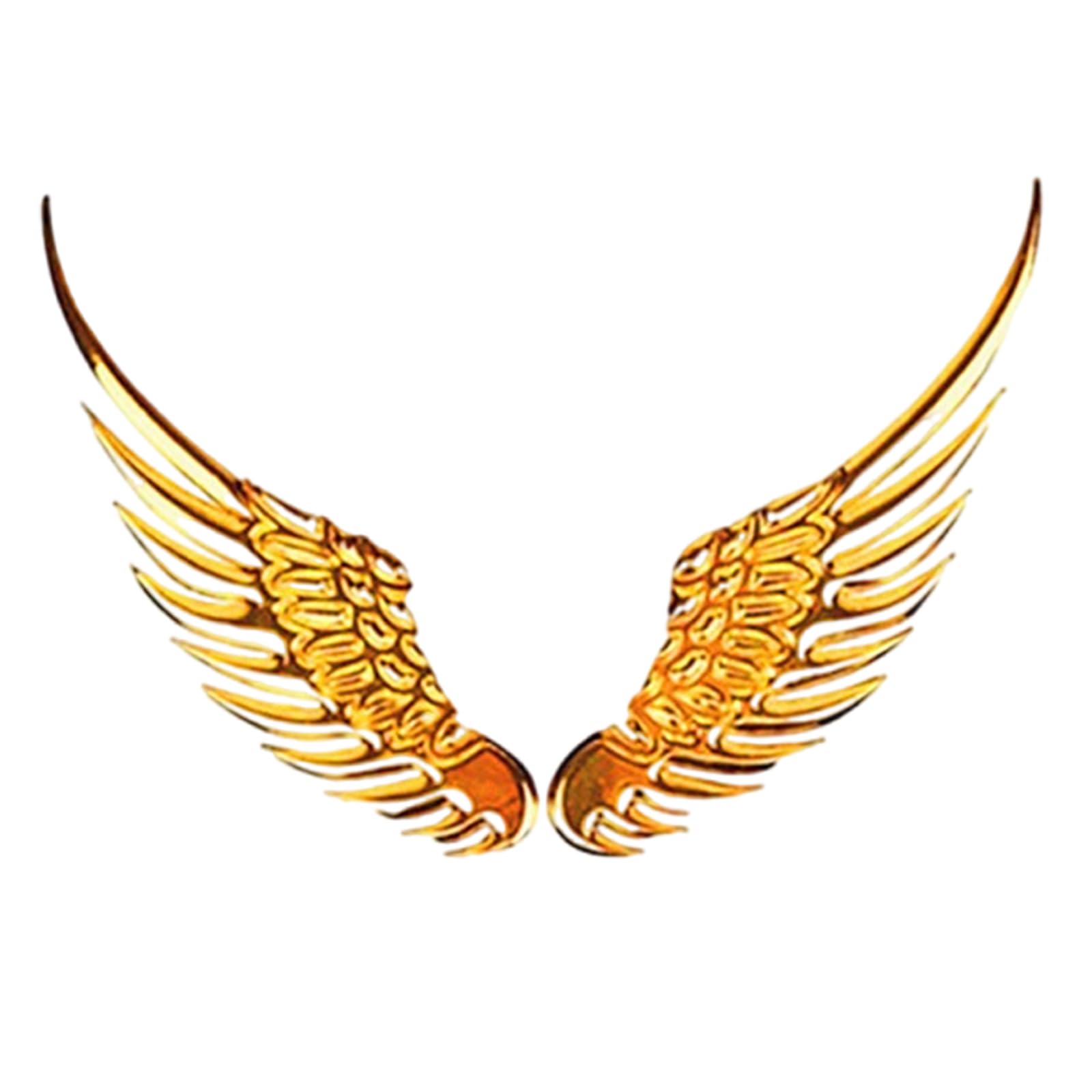 1 Pair Angel Wings Car Emblem Sticker, 3D Metal Stereo Hawk Eagle Wings, 4.92in*1.37*0.39in, Suitable for Most Car Models (Golden)