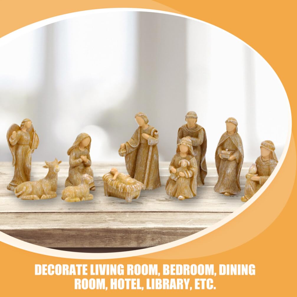 BESPORTBLE Statuine della Decorazioni Natalizie Piccole in Resina Set di 10 Finemente e Realistiche Raffiguranti la di Gesù per o Cortile