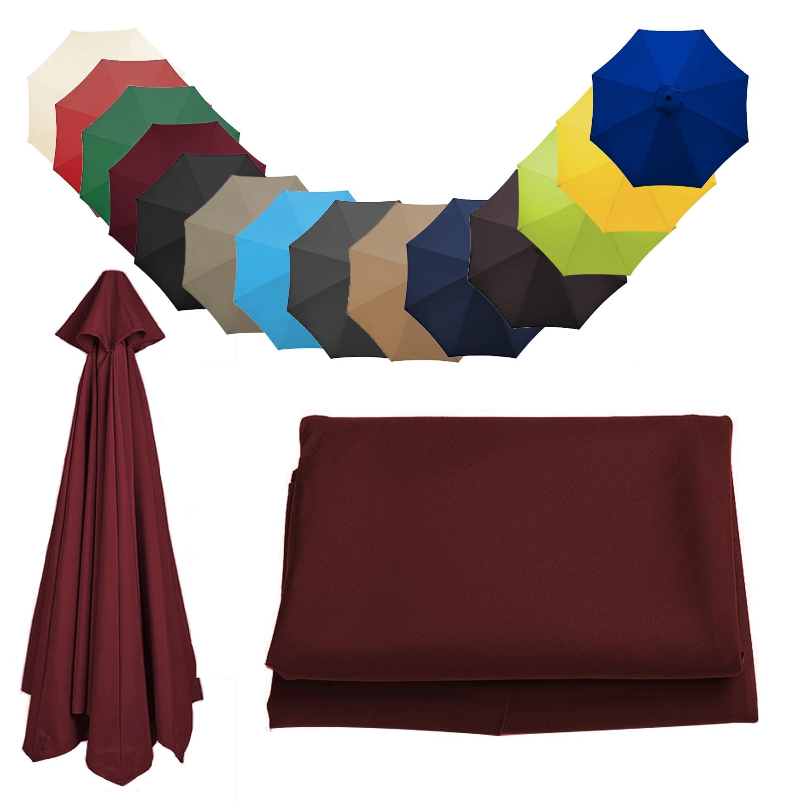 Replacement Parasol Canopy Sun Umbrella Replacement Cloth Replacement Parasol Fabric Cover For Garden Umbrella 2.0 m 2.7 m 3.0 m + 6 Arms/8 Arms(Color:Burgundy,Size:8 ribs-3.0 m(9.8ft))