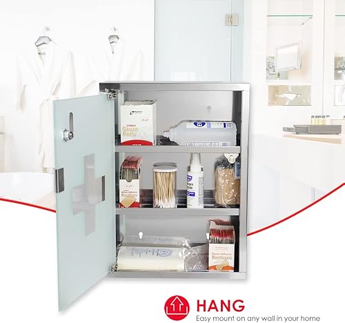 Miniatura 6 de Home Basics MC35180 - Botiquín para medicinas, 12 x 16 x 4.75 pulgadas, color plateado