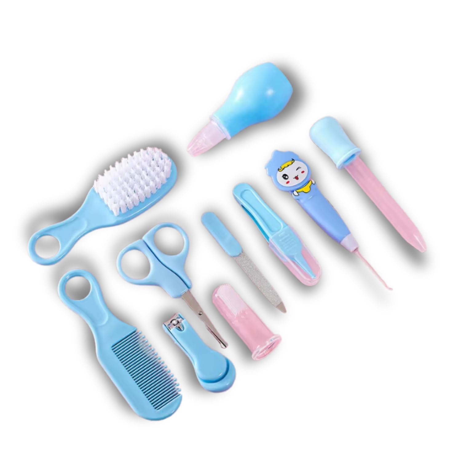 Baby Grooming Kit Healthcare New Born Babies Nursery Care Set Shower Gift Toddler Infant Nursing Kids Ear Grooming, Nose Cleaner, Nails Clipper, Hair Comb Brush Kids-Safety Boys Girls Travelling & Home (10 Pcs Kit -Multicolor)
