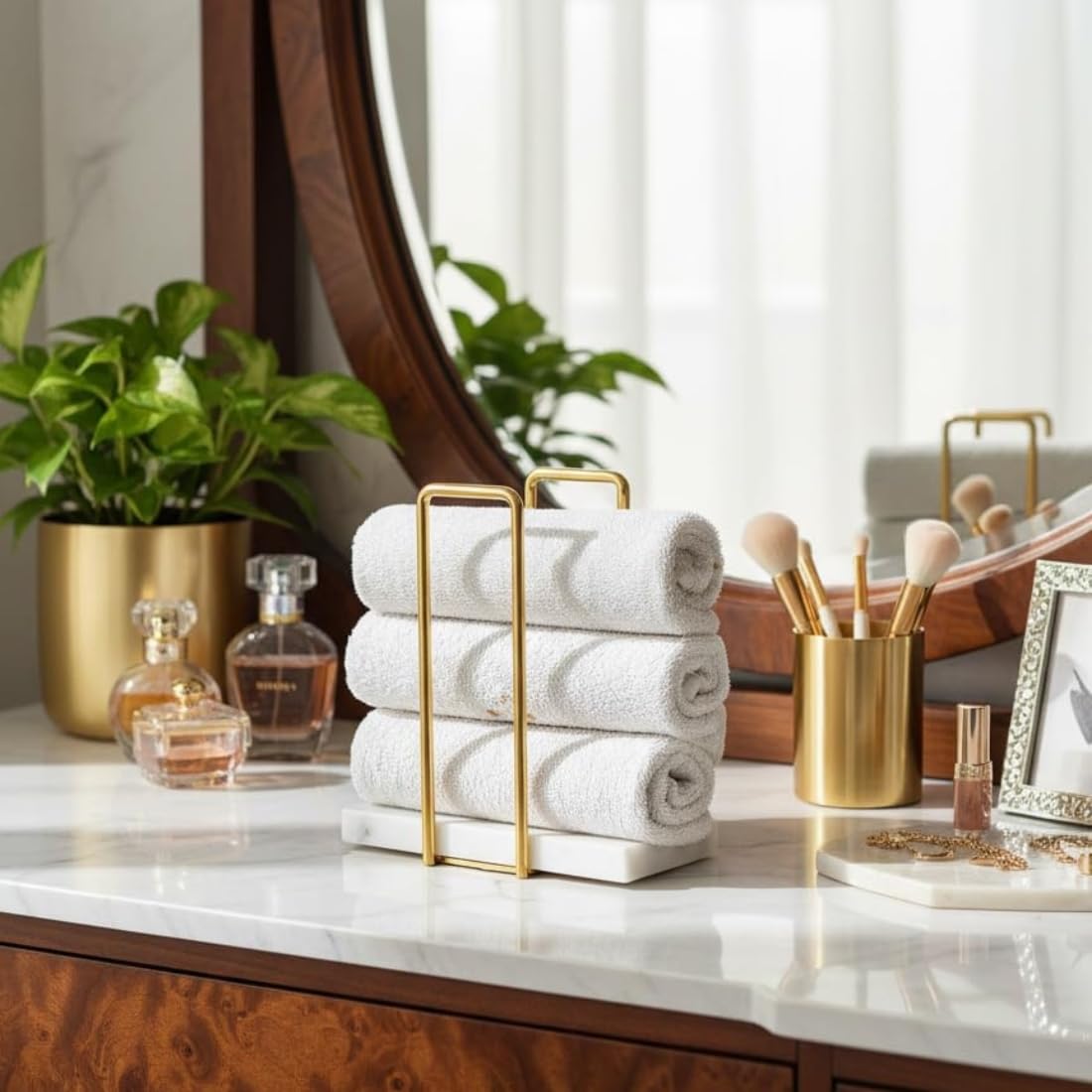 MASON HOME Imperial Napkin Holder White & Gold - 1pc - L 25.4" x B 17.8" x H 7.6" | Bathroom - Kitchen - Bedroom - Washbasin | Towel - Kitchen Roll - Paper Towel | Home Décor | Organizer | Stand 4
