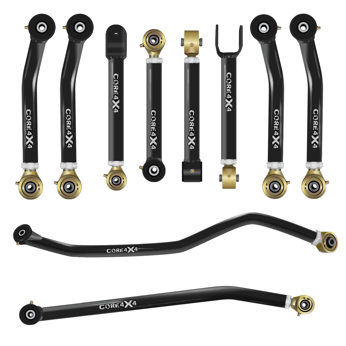 CORE 4X4-10pc Camp Series Adjustable Control Arm, Track Bar Kit - Compatible with Jeep Wrangler TJ 97-06 - Jeep Wrangler LJ 04-06