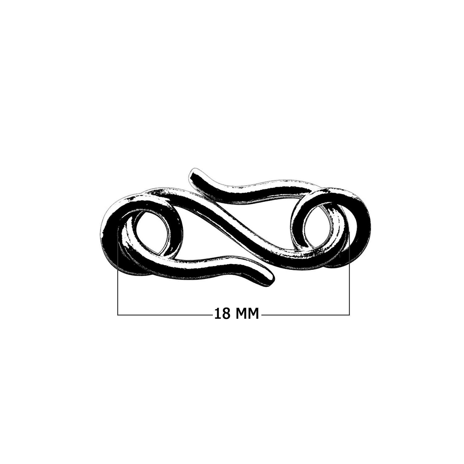 Black Rhodium Overlay ''S'' Hook CR-186-18MM