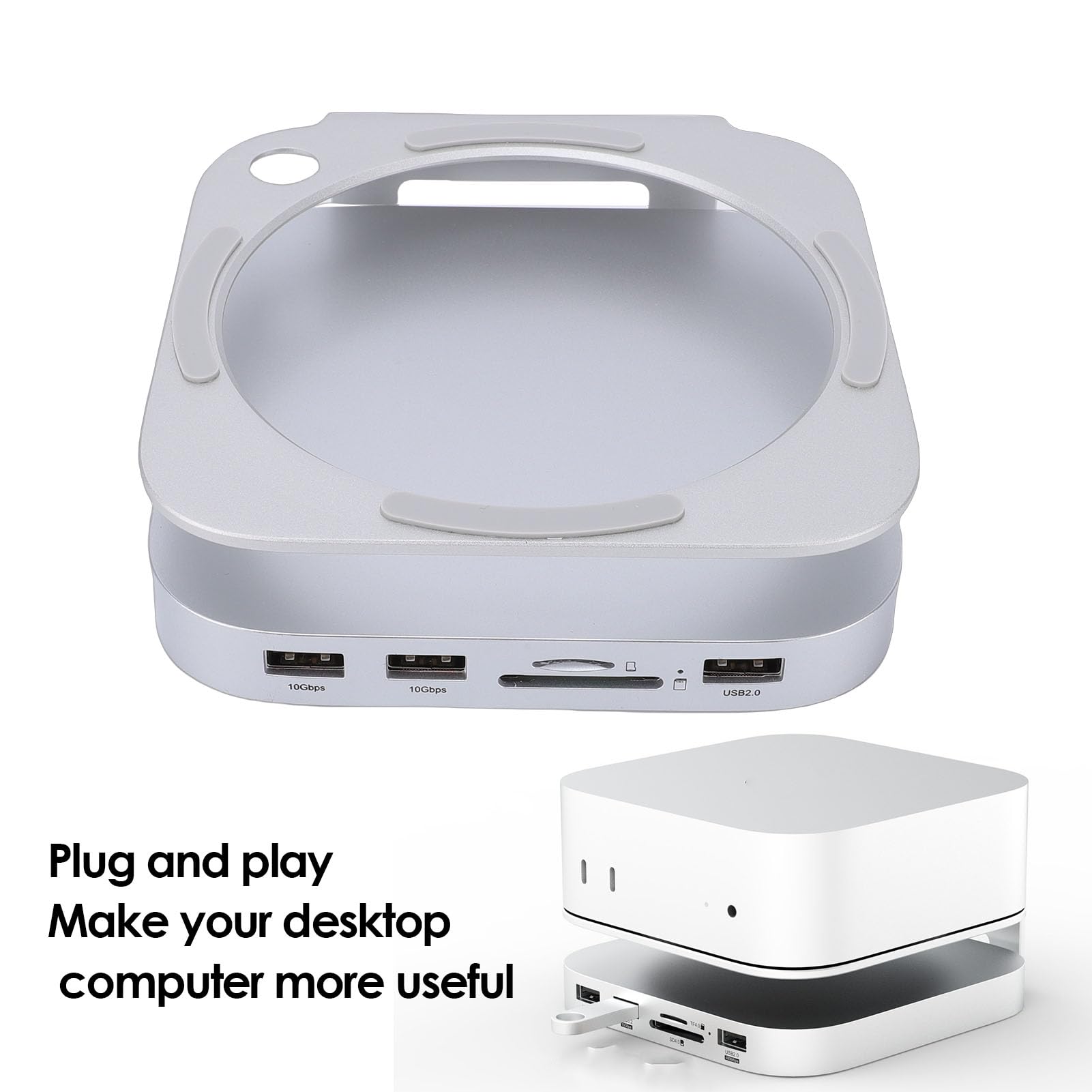 Cocoarm Stacja Dokująca Pasująca do Metalowej Stacji Dokującej M4 do Komputera Stacjonarnego z obudową NVMe o Pojemności 8 TB, 2 Gniazdami Kart USB A 10 Gb/s i Zasilaniem USB C Konfiguracji w Biurze