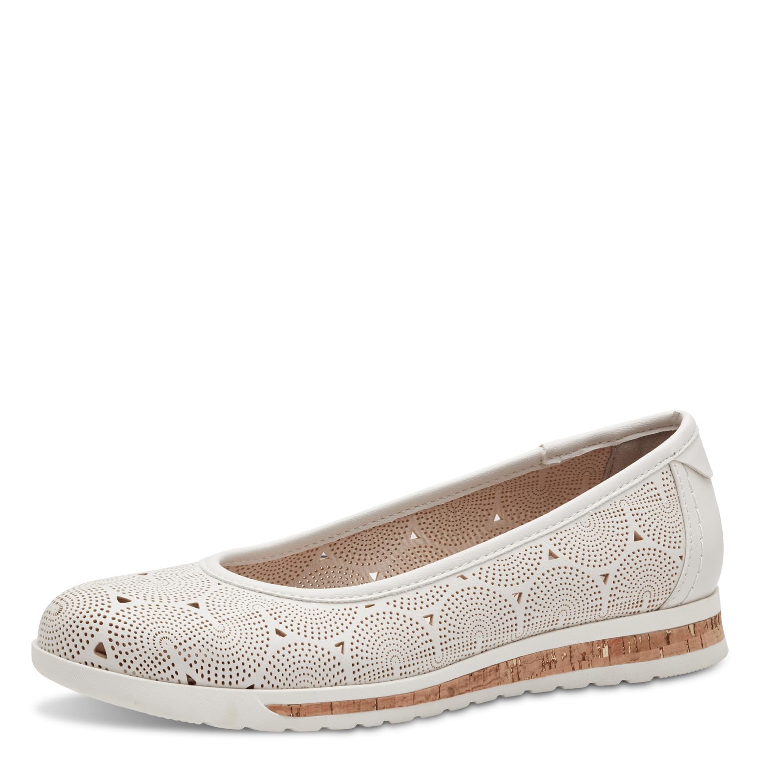 Jana Women’s Ballerinas Round Toe Vegan, White, 7,5 UK
