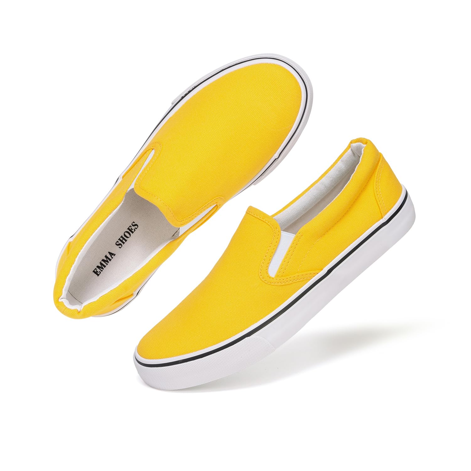 Emma Shoes Low-Top Slip Ons Women's Fashion Sneakers Casual Canvas Sneakers for Women Comfortable Flats Breathable Padded Insole Slip on Sneakers