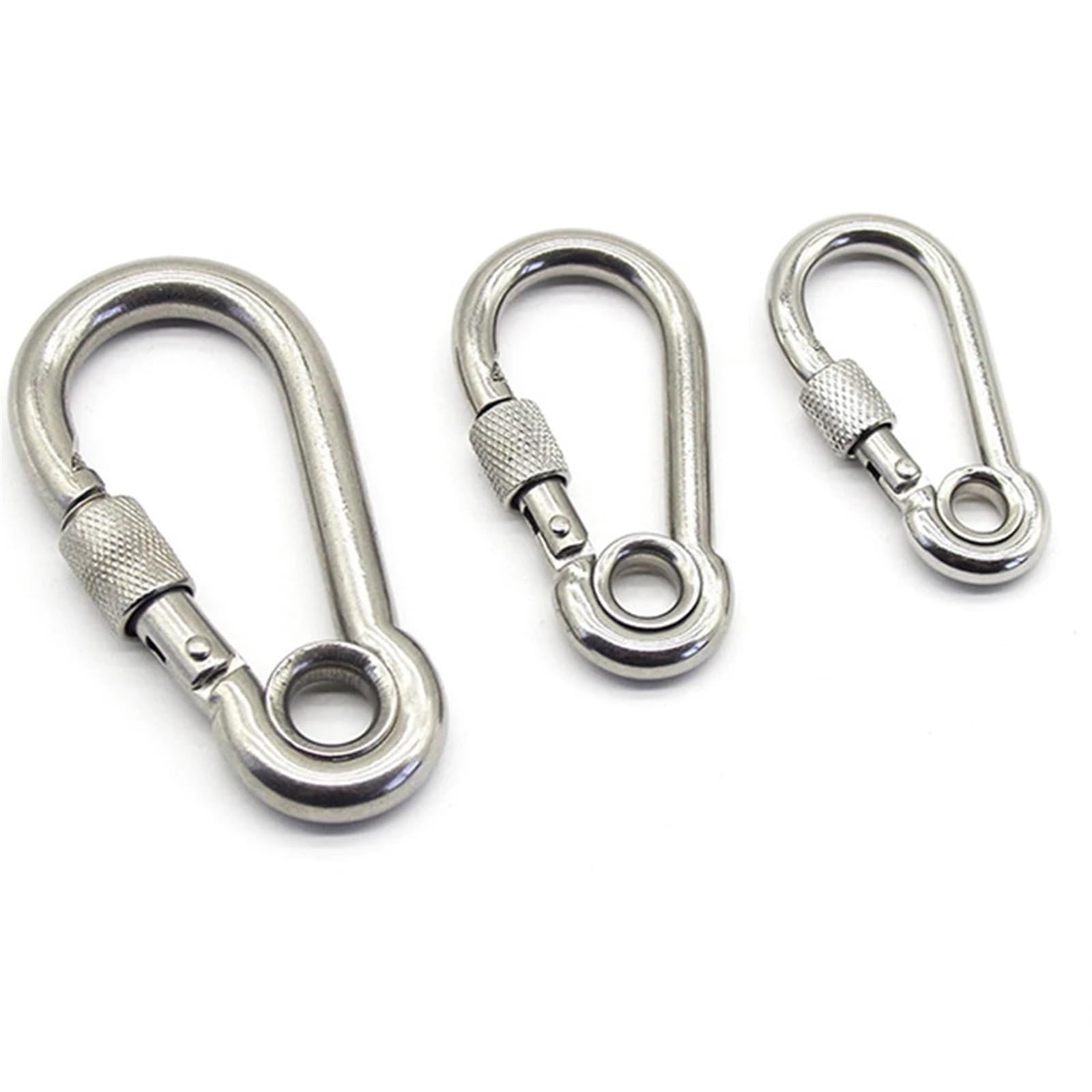 Ganci a scatto Moschettone for attrezzatura da arrampicata con chiusura a vite in acciaio inossidabile 304 Maglie rapide Moschettone di sicurezza Anello di collegamento for catena Moschettone Fibbia a