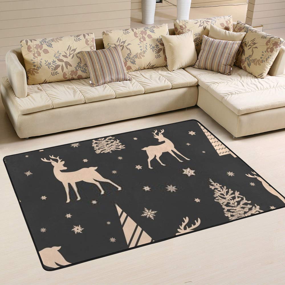 Tapis de salon Joyeux Noël noir Ruchen pour raviver un sol terne en hiver