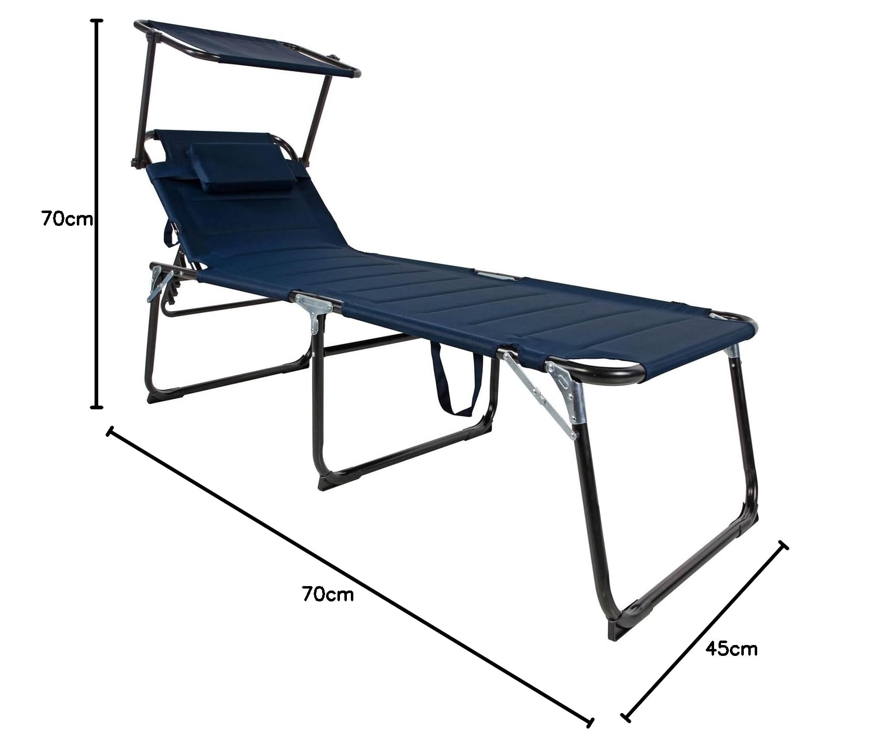 Mojawo XXL Gartenliege Sonnenliege Relaxliege Liege Aluminium mit Kissen gepolstert klappbar Dunkelblau L200xB70xH45/95cm Belastbar bis 150kg
