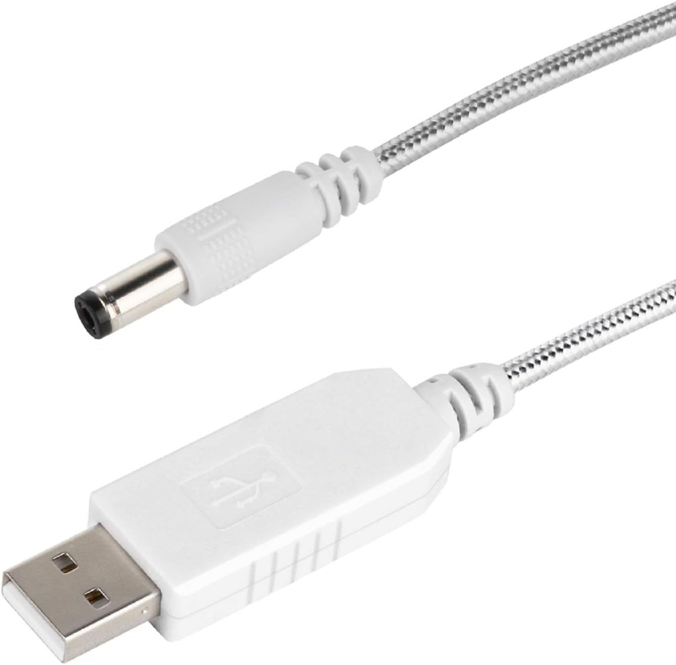 DC 5V to DC 12V USB Voltage Step Up Converter Cable,with Nylon Weave,for DC5.5mm*2.5mm,1.0M (5.5x2.5mm, White)