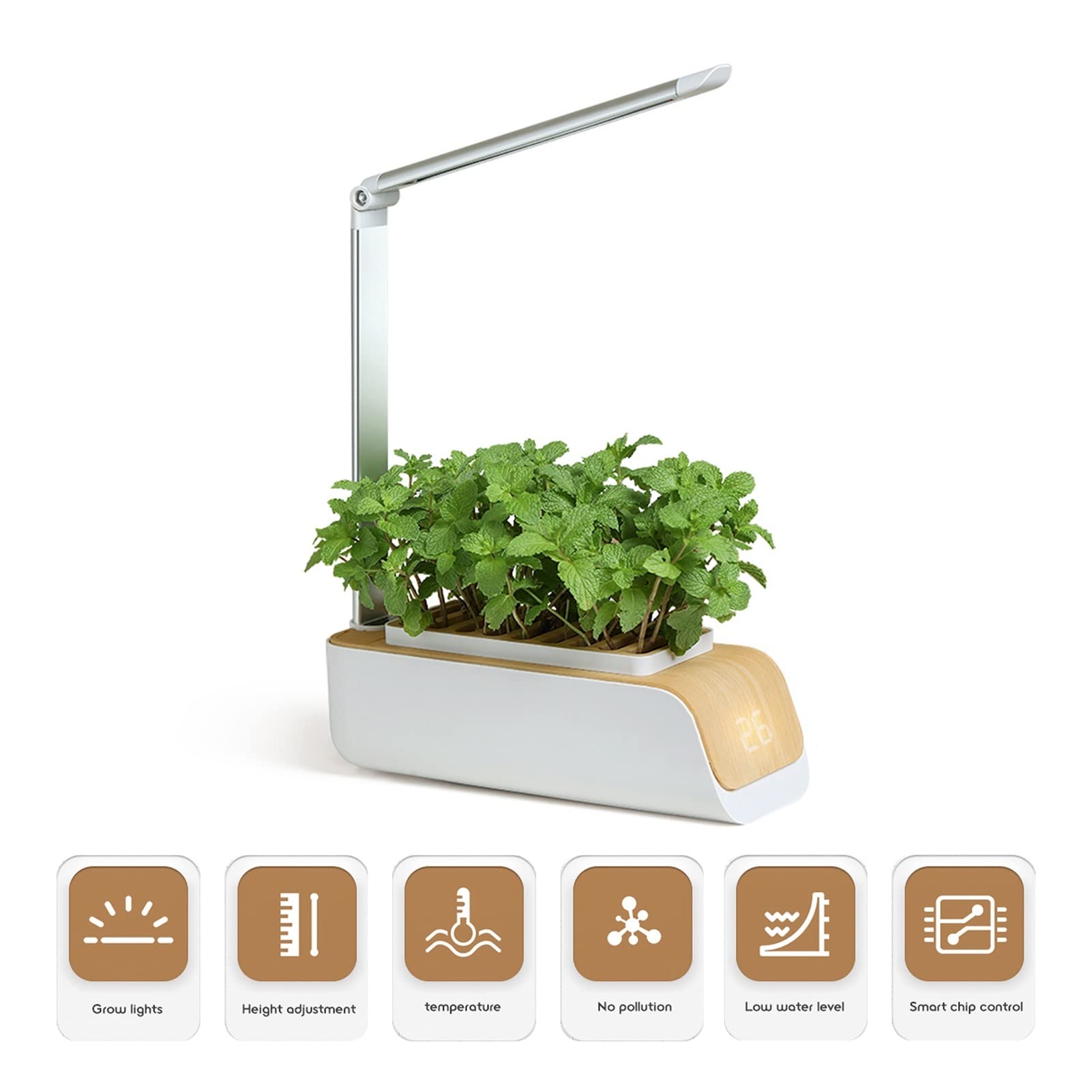 Kit de sistema de cultivo hidropónico, Caja de hidropónico, luz de cultivo intelinte de espectro completo, cultivo sin suelo, macetero de jardín interior, lámpara de cultivo, macetas de vivero para el