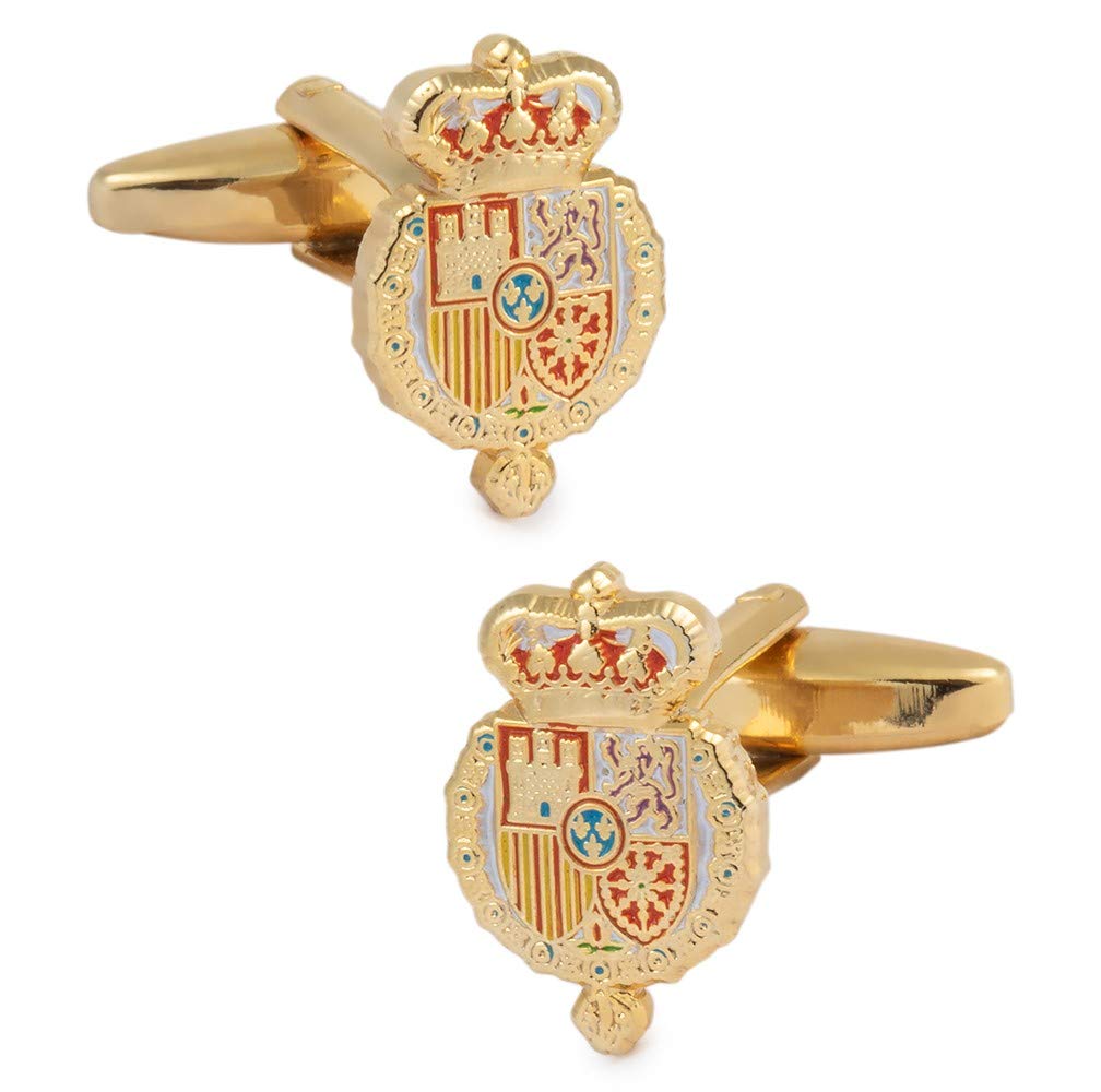 Gemelolandia | Gemelos de Camisa Escudo de Armas del Rey Felipe VI Gemelos Originales Para Camisas | Para Hombres y Niños | Regalos Para Bodas, Comuniones, Bautizos y Otros Eventos