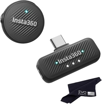 Insta360 Mic Air,Ultralight 7.9g Transmitter, as Compact as a Coin, 48kHz Audio with Built-in Noise Reduction, 10-Hour Battery Life, 300m Range, X5/X4/ACE PRO 2, Flow/Flow 2/Flow 2 PRO1 TX + 1 RX