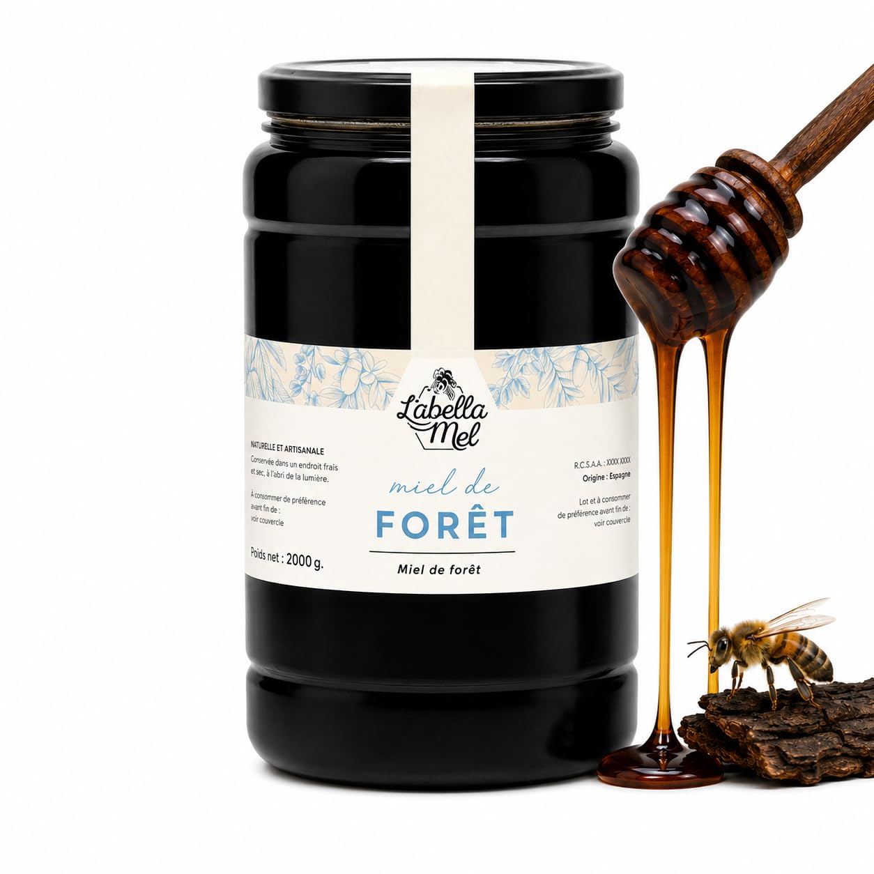 L'abella Mel - Miel de forêt - Miel récolté en Espagne (3kg)