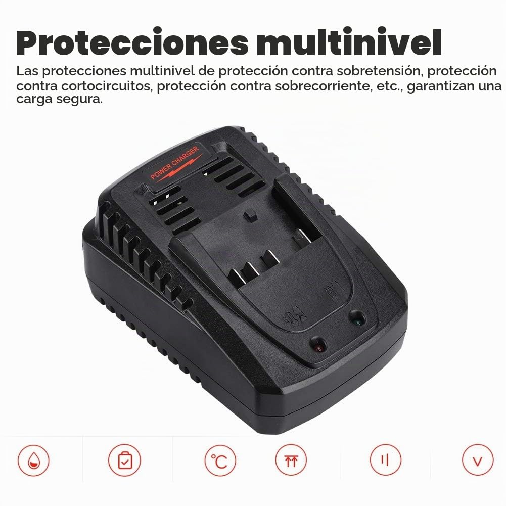 AL1820CV Cargador De Repuesto, Adaptador De Cargador De Iones De Litio Adaptador De Batería De Litio Cargador Para Batería Bosch Batería De Litio De 14,4 V A 18 V(Enchufe de la UE)
